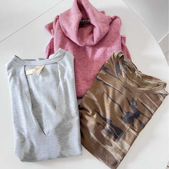 BUNDLE OF 3 shirts in Camouflage, dusty pink, gray, Short Sleeve Tee Shirts - Picture 3 of 9